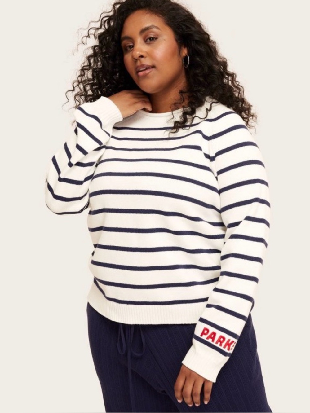 Parke x Target Rollneck Striped Pullover Sweater Navy Blue Medium